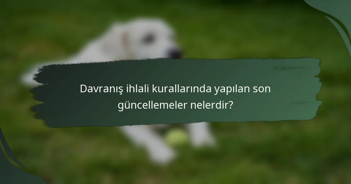 Davranış ihlali kurallarında yapılan son güncellemeler nelerdir?