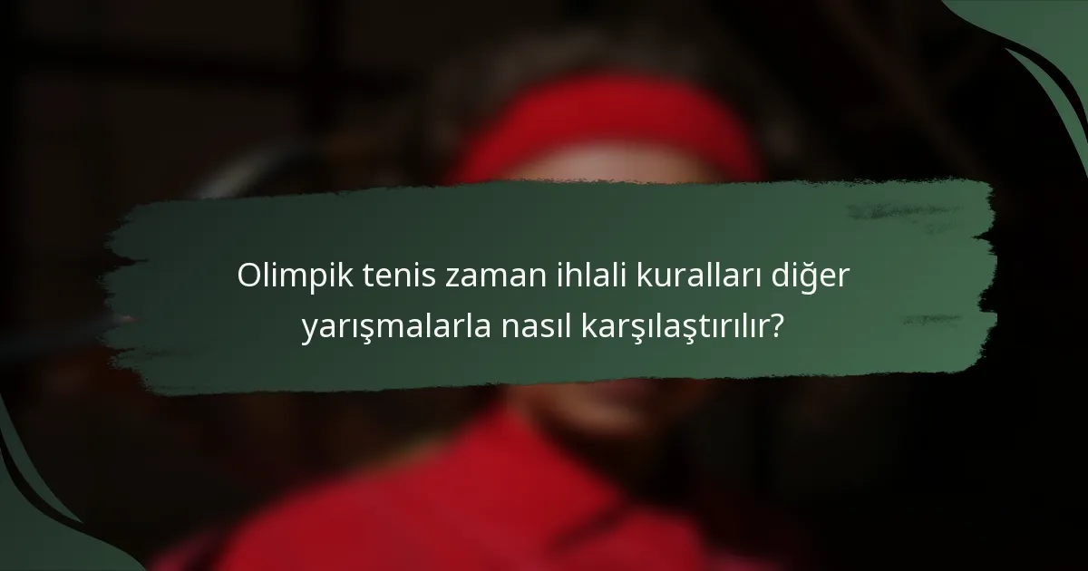 Olimpik tenis zaman ihlali kuralları diğer yarışmalarla nasıl karşılaştırılır?