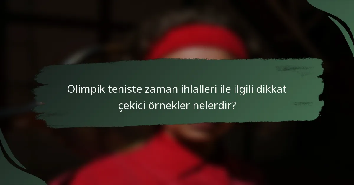 Olimpik teniste zaman ihlalleri ile ilgili dikkat çekici örnekler nelerdir?