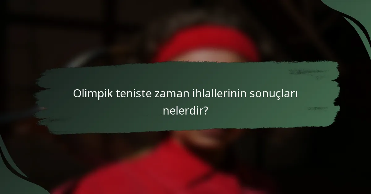 Olimpik teniste zaman ihlallerinin sonuçları nelerdir?