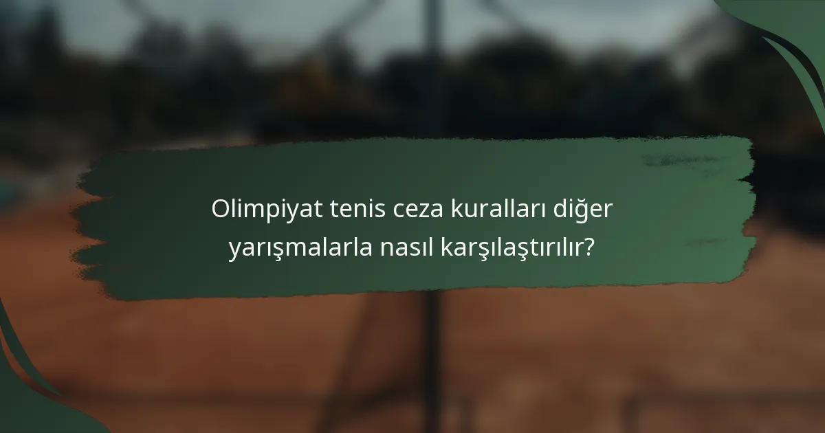 Olimpiyat tenis ceza kuralları diğer yarışmalarla nasıl karşılaştırılır?