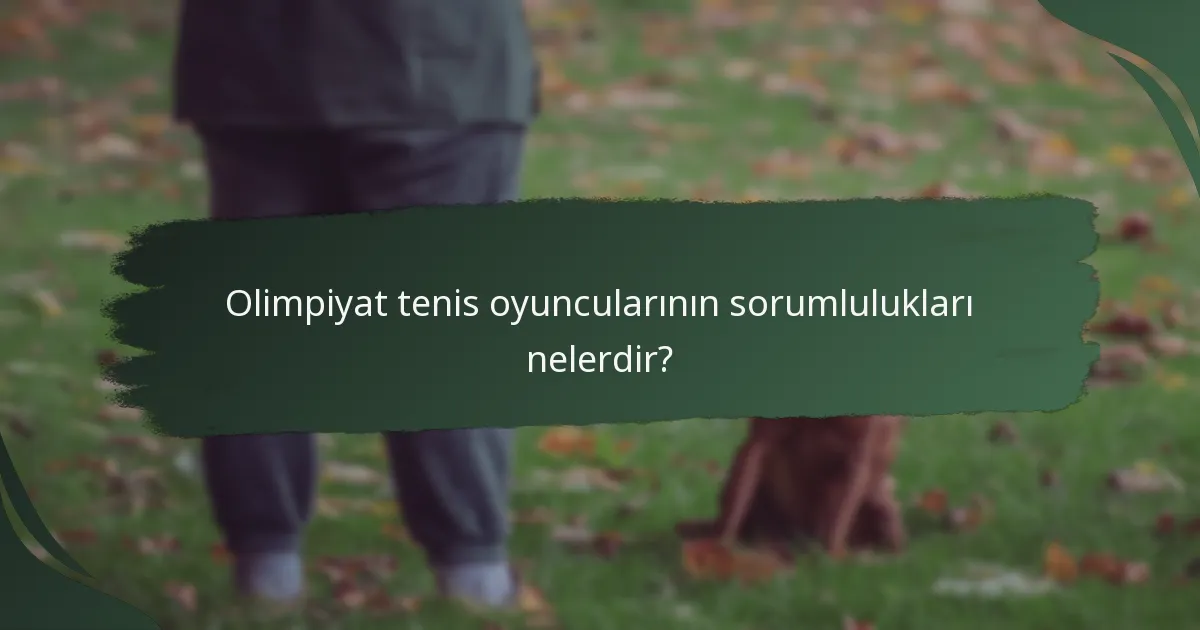 Olimpiyat tenis oyuncularının sorumlulukları nelerdir?