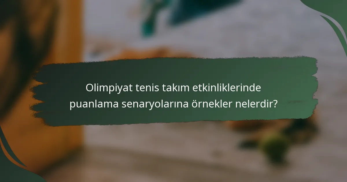 Olimpiyat tenis takım etkinliklerinde puanlama senaryolarına örnekler nelerdir?