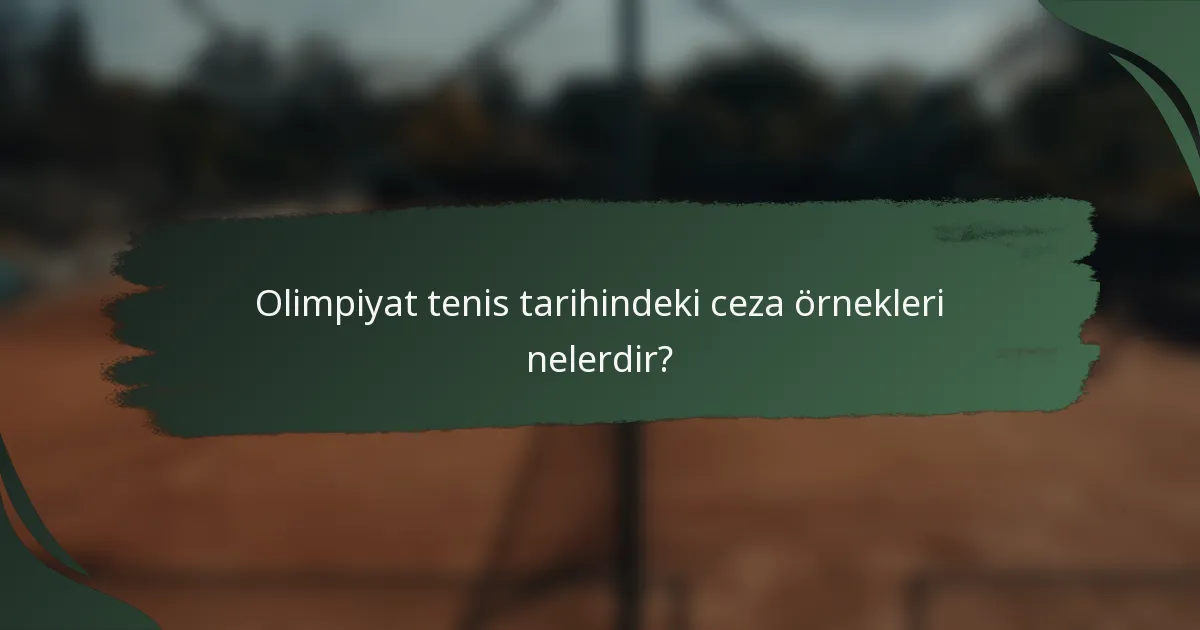 Olimpiyat tenis tarihindeki ceza örnekleri nelerdir?