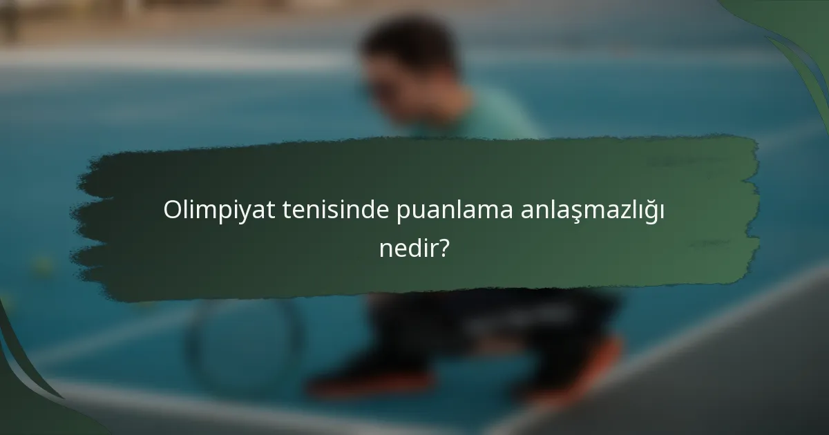 Olimpiyat tenisinde puanlama anlaşmazlığı nedir?