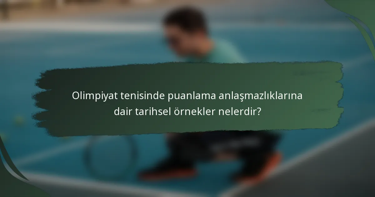 Olimpiyat tenisinde puanlama anlaşmazlıklarına dair tarihsel örnekler nelerdir?