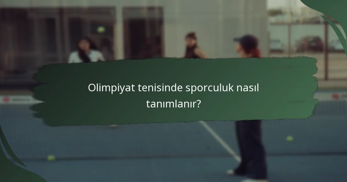 Olimpiyat tenisinde sporculuk nasıl tanımlanır?