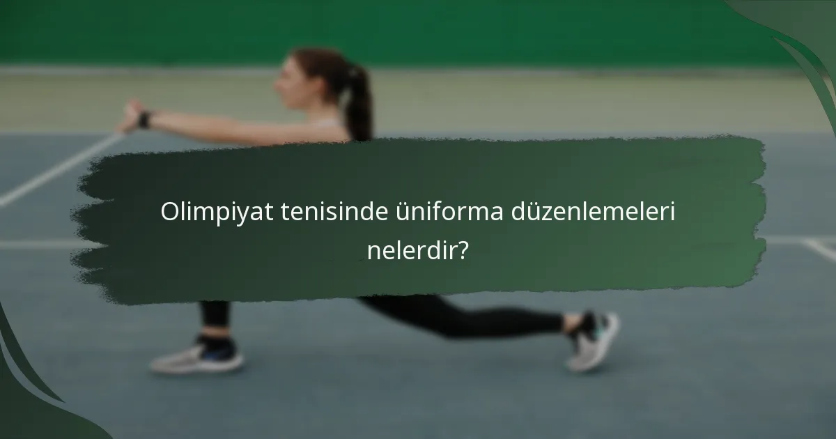 Olimpiyat tenisinde üniforma düzenlemeleri nelerdir?