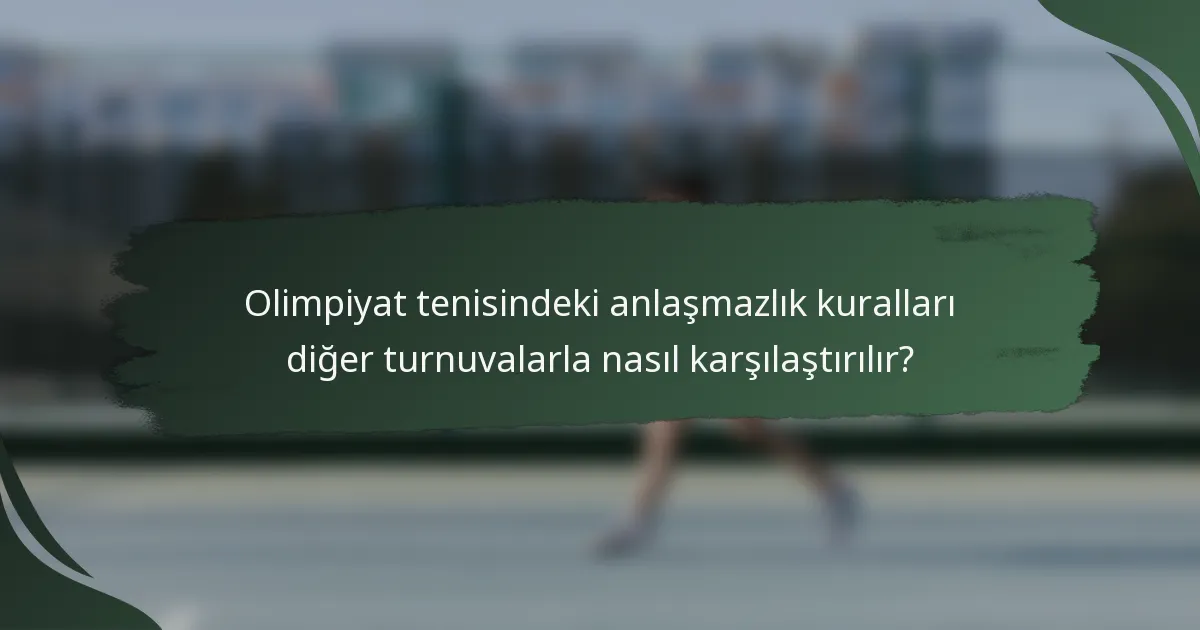 Olimpiyat tenisindeki anlaşmazlık kuralları diğer turnuvalarla nasıl karşılaştırılır?