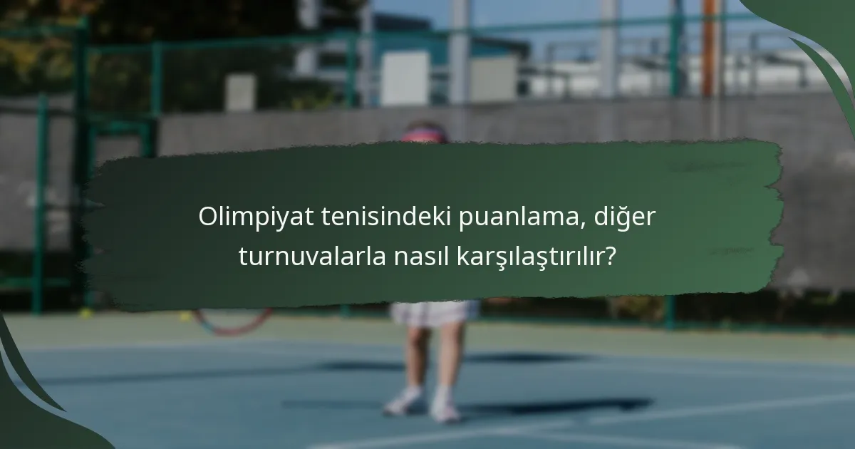 Olimpiyat tenisindeki puanlama, diğer turnuvalarla nasıl karşılaştırılır?