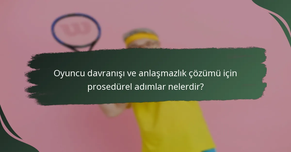 Oyuncu davranışı ve anlaşmazlık çözümü için prosedürel adımlar nelerdir?