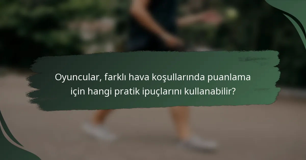 Oyuncular, farklı hava koşullarında puanlama için hangi pratik ipuçlarını kullanabilir?