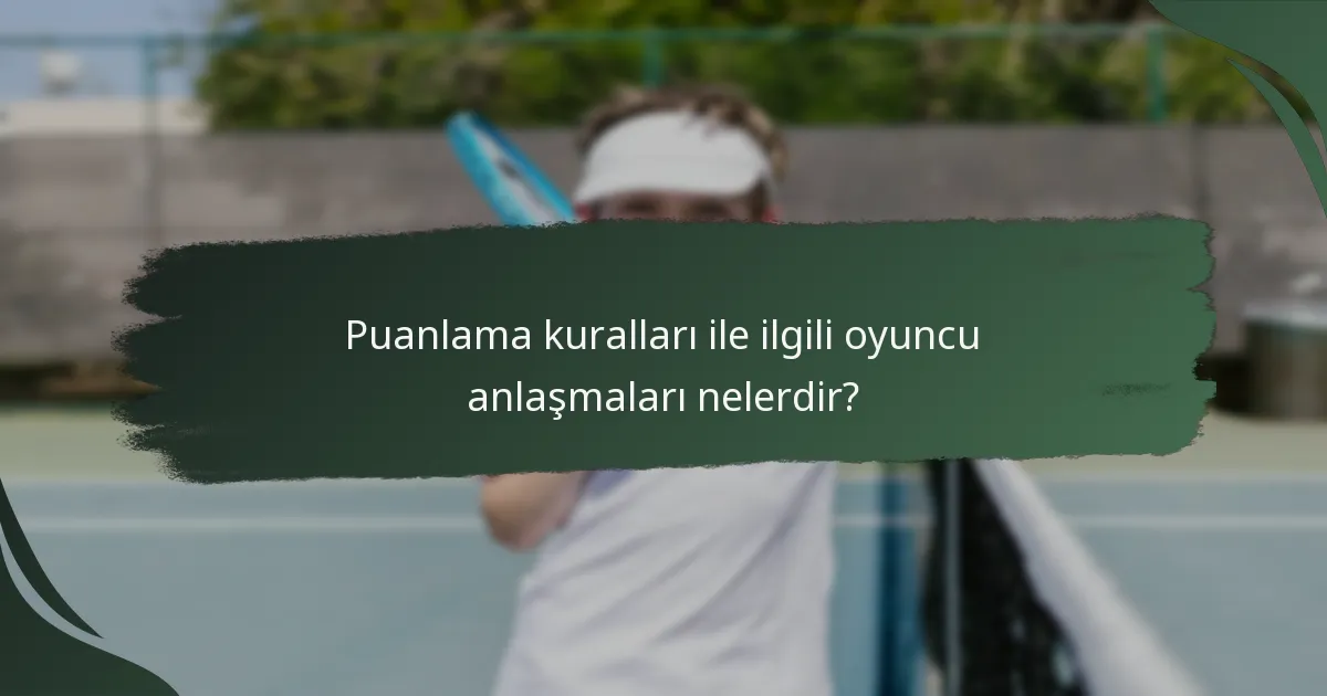 Puanlama kuralları ile ilgili oyuncu anlaşmaları nelerdir?